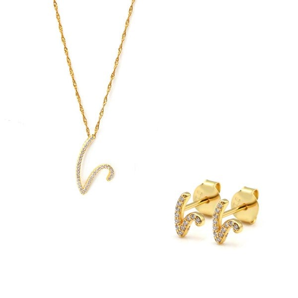 Say It With Luxe Initial Gift Set - Yellow Gold
