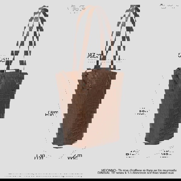 Assots London 'MELANIE' Tan Croc Real Leather Unlined Bucket Bag