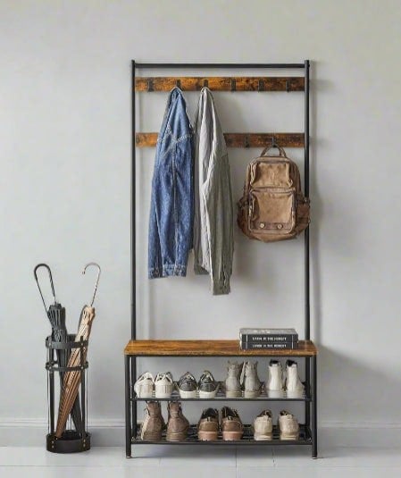 Modcraft Coat Rack with Shoe Storage Bench with Steel Frame
