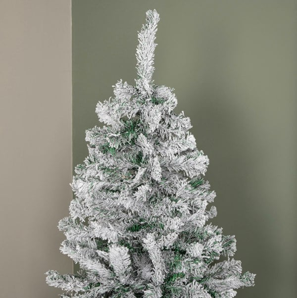 Samuel Alexander 7ft (2.1m) Snow Flocked Artificial Christmas Tree with Green Metal Stand and 655 Tips