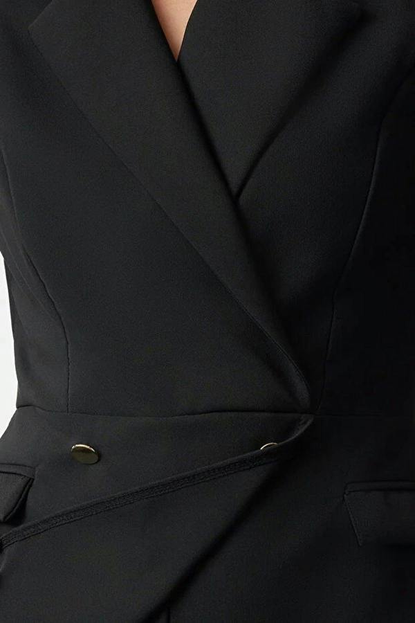 WOVCOR Jacket Collar Button Closure Mini Playsuit