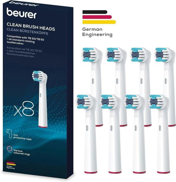 Beurer TB30/TB50 Spare Brush Heads - Clean 8pk