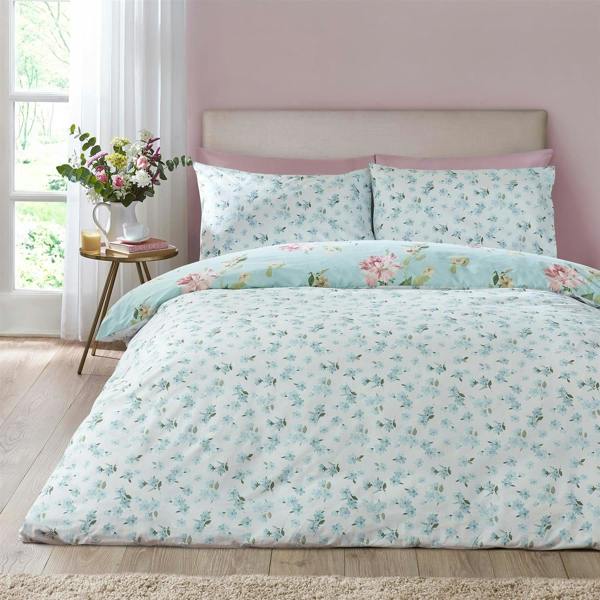 Avebury Floral Duck Egg Blue Duvet Cover Set
