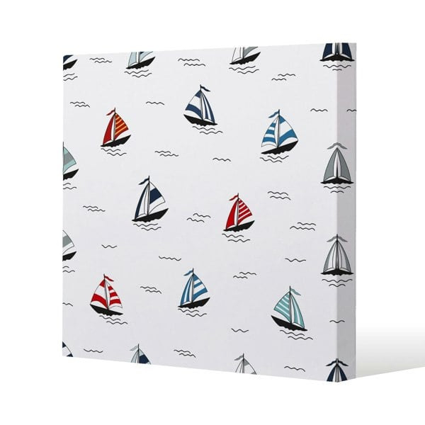 Benjamin Tate Design Red & Blue Sailboats (Canvas Print)