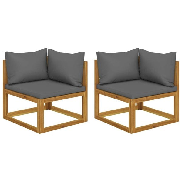 Berkfield Sectional Corner Sofas 2 pcs with Cushions Solid Wood Acacia