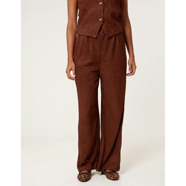 Blue Vanilla Crinkle Elasticated Waist Wide Leg Trousers