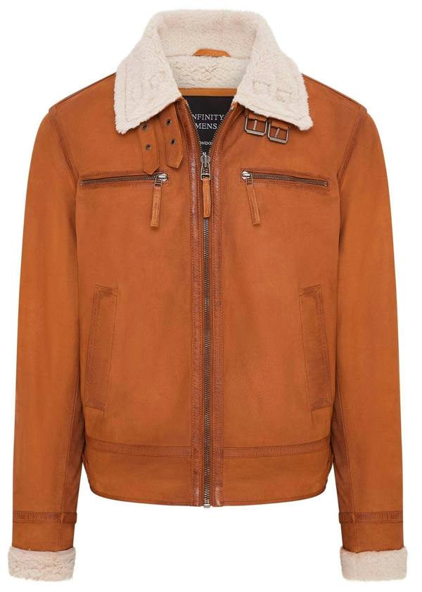 Infinity Leather Mens Real Sheep Suede Bomber Aviator Jacket - Sandnes