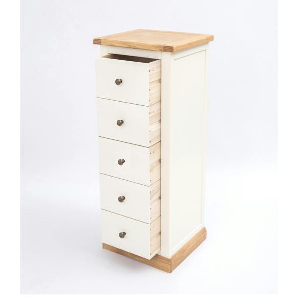 Cabinet Bits Trevi 5 Drawer Narrow Chest of Drawers Brass Knob