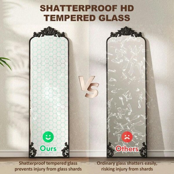 Floor Mirror, 50 x 160 cm Full Length Mirror with Baroque Metal Frame for Bedroom, Living Room, Dressing Room, Black
