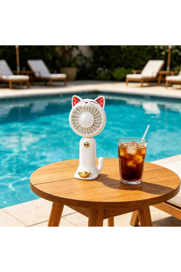 Dyzi Handheld Mini Cat Ear Fan Portable USB Desk Fan Rechargeable