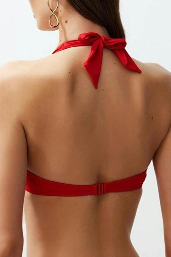 WOVCOR Red V-Wire Balconette Padded Basic Bikini Top