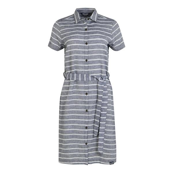 Regatta Womens Rema Striped Shirt Dress - NavyWhite