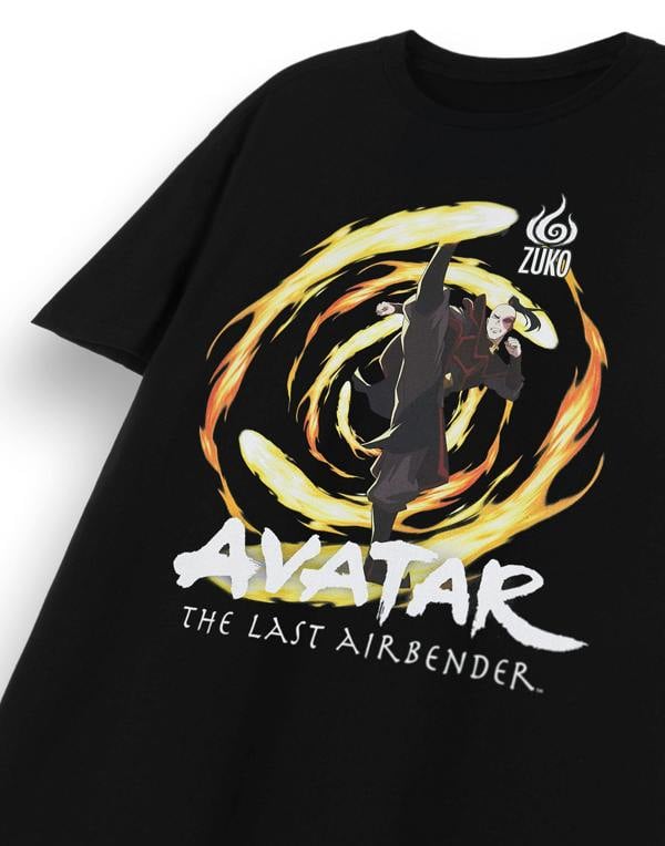 Avatar: The Last Airbender Mens Black Zuko Fire Short Sleeved T-Shirt