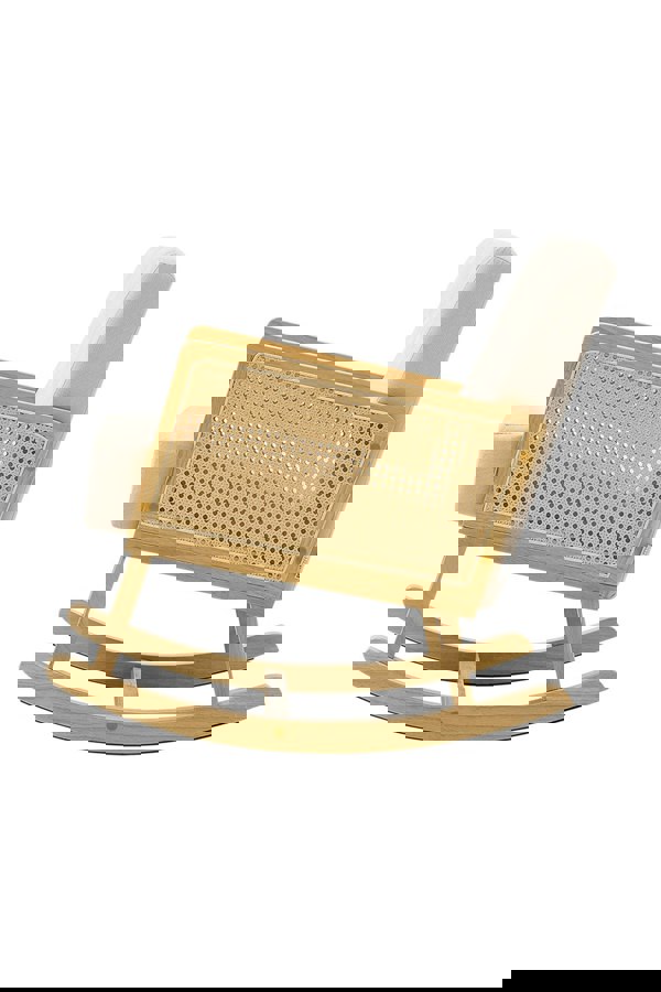 Living and Home Beige Linen Wooden Rocking Chair