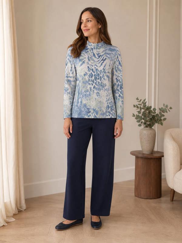 TIGI Abstract Print Roll-neck Top.