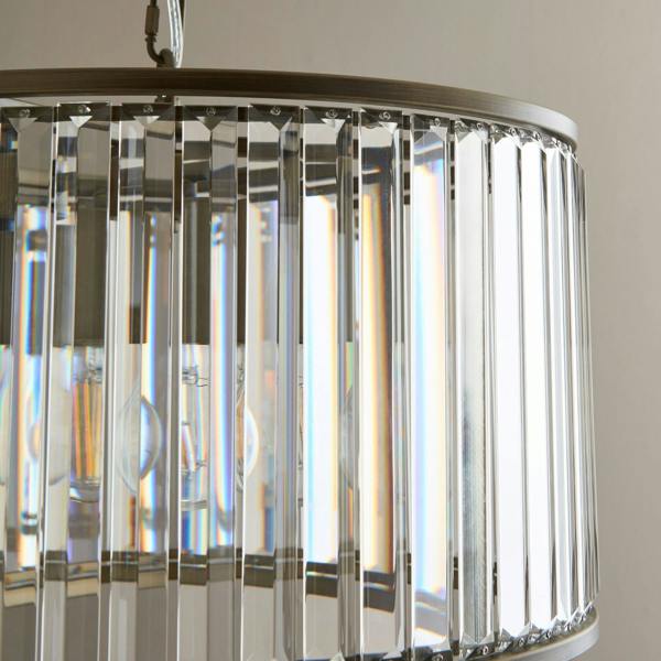 Pagazzi Lighting Resto Crystal & Antique Brass Pendant Ceiling Light