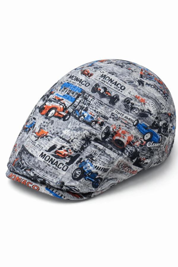 Monaco Grey Printed Flat Cap - Claudio Lugli Shirts