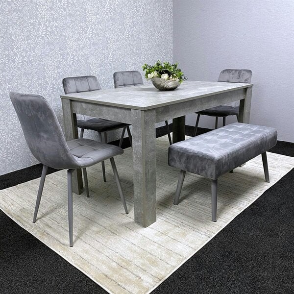 Kosy Koala Grey Wooden Dining Table Set with 4 Grey Chairs and 2 Benches - Dining Kitchen Room Furniture