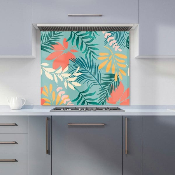 Warren Reed - Designer Abstract Bright Colorful Tropical Leaves Kitchen Splashback