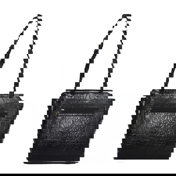 Assots London 'JUDITH' Black Croc Real Leather Shoulder Bag