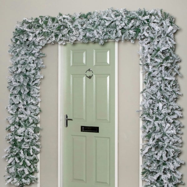 Samuel Alexander 8ft (2.30m) Samuel Alexander Double Door Snow Flocked Christmas Tree Flat Top Arch with 2000 Tips