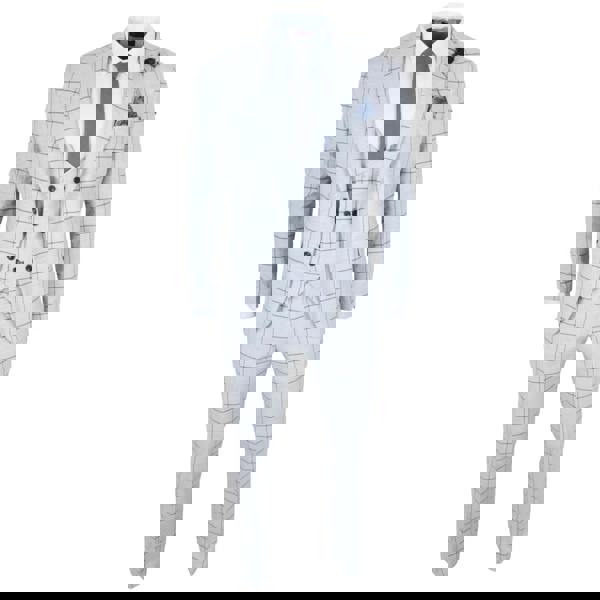 TruClothing TP-33 - Men's 3 Piece Tailored Fit Grey Plaid Check Suit