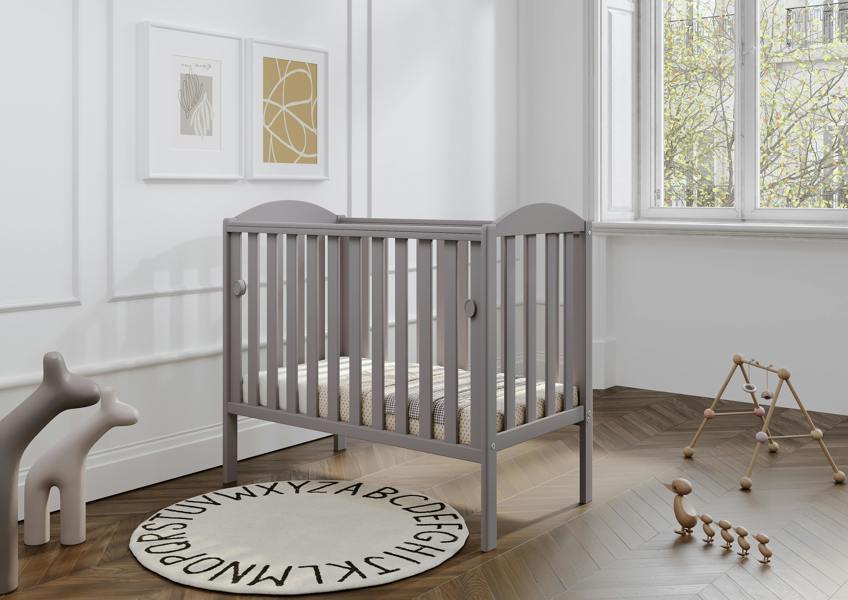 Viculii Waffi Space Saver Cot Grey with Mattress