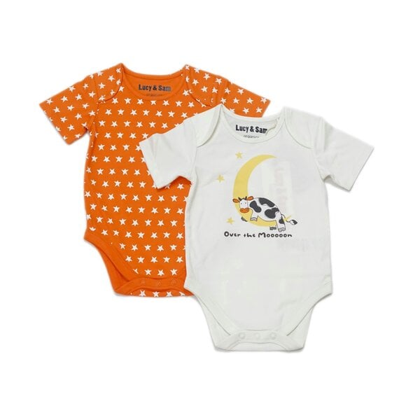 Lucy & Sam Star & Moon Cow Two Pack Bodysuits