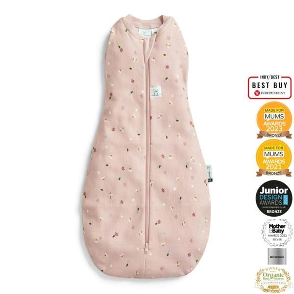 Organic All Year Cocoon Swaddle Sleeping Bag - Pink Daisies - 1.0 TOG