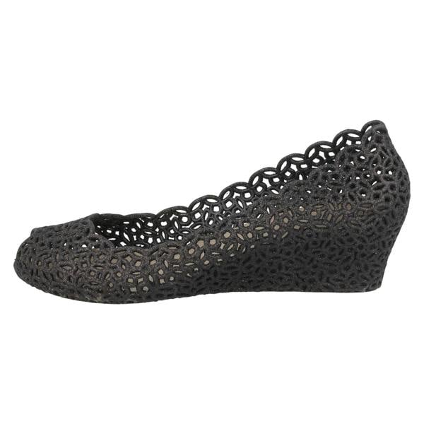 Savannah Ladies Savannah Slip On Open Toe Ballerina Style Wedge Shoes
