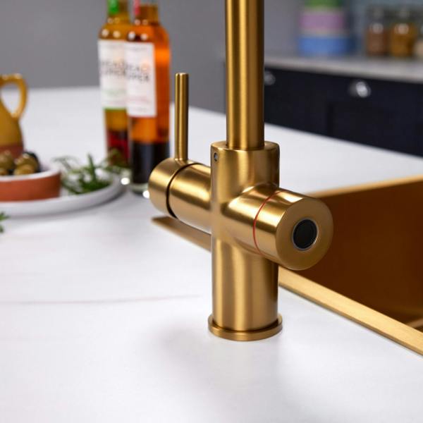 Impromta 3 in 1 Biometric Swan Neck Boiling Water Tap | Brushed Gold Finish
