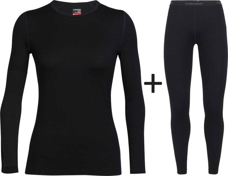 Icebreaker Women's Merino 260 Tech Crew Neck Top + Tights COMBO