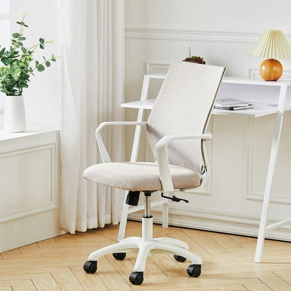 Khaki Fabric Swivel Chair Computer Ergonomic Office Chair Home Office Chairs Living and Home