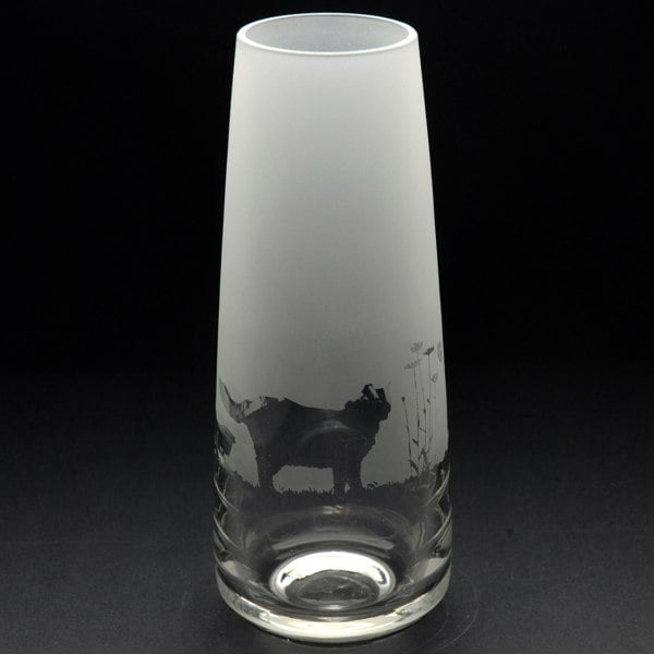 Glyptic Glass Art Cats Glass Bud Vase - Hand Etched/Engraved Gift