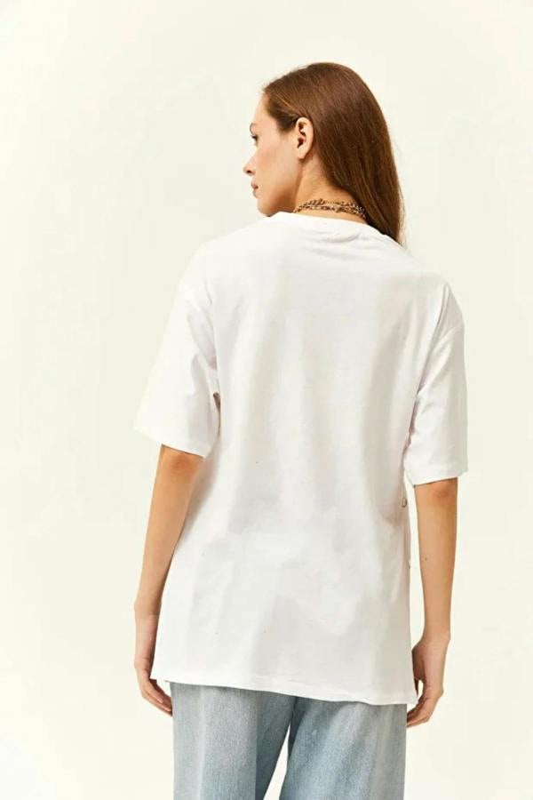 Hoxton Gal 100% Cotton T-Shirt with Side Buttons