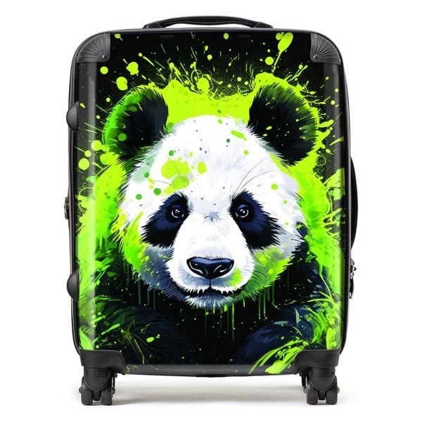 Warren Reed Green Splashart Panda Face Suitcase