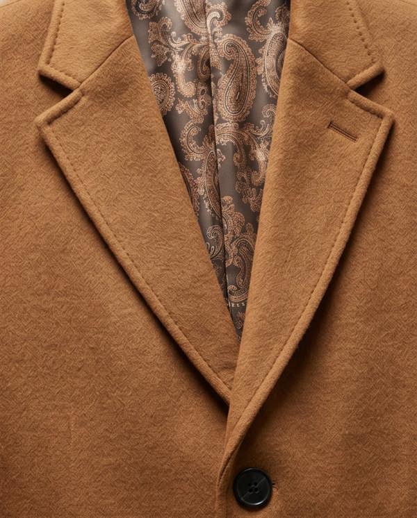 Pamoni Classic Camel Wool-Blend Overcoat with Single Back Vent