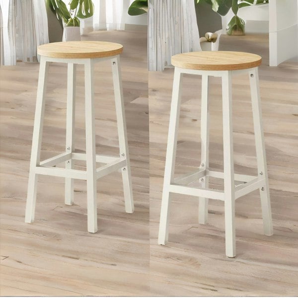 Rafaelo Mobilia Set of 2 Bar Stools With Metal Frame Beige