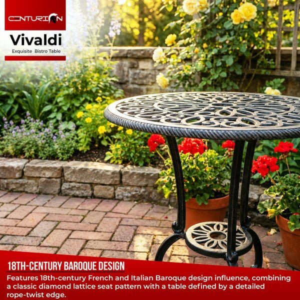 Centurion Supports VIVALDI Black Garden & Patio Cast Aluminium Bistro Table