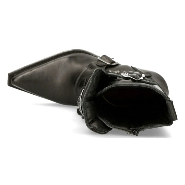 NEW ROCK M-7993-S1 WESTERN COWBOY BOOTS Black Leather Buckle Heavy Biker Shoes