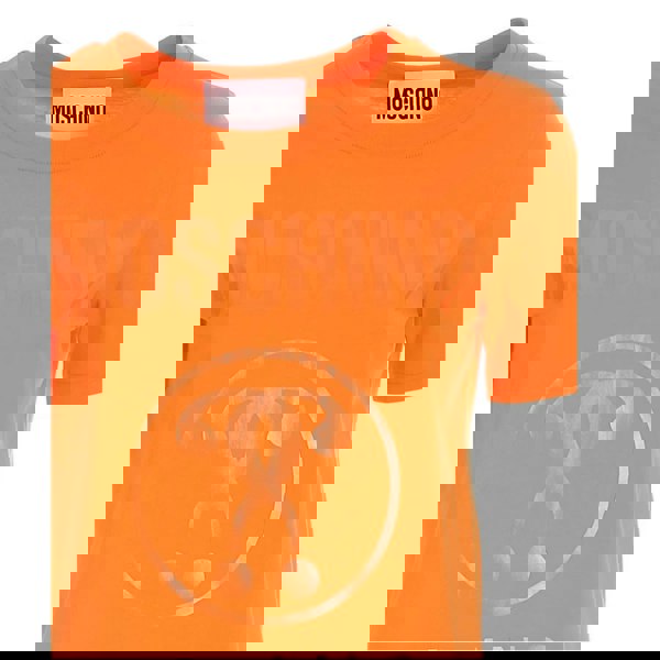 Moschino Double Question Mark Monotone Logo Orange T-Shirt