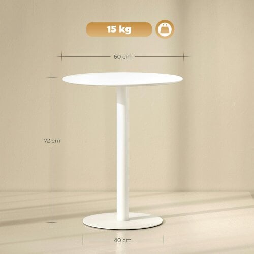 Wyld Haus Susuyo Metal And Wood White Round Dining Table With Steel Base 60 x 60 cm