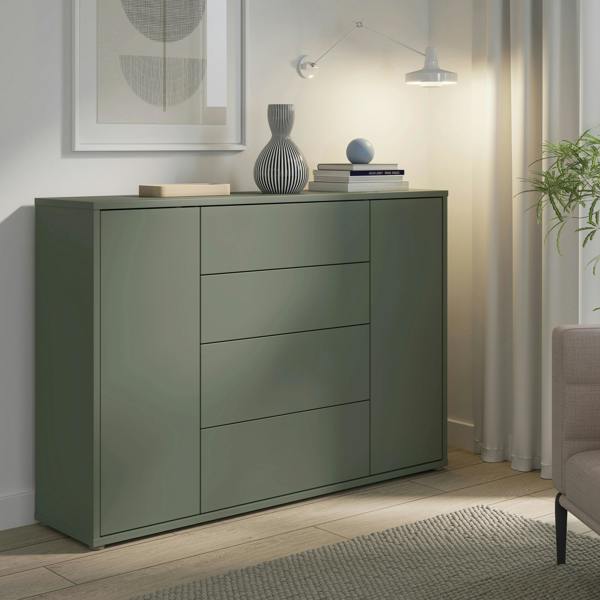 Furniture To Go Alice Springs Wide Sideboard with 4 Drawers & 2 Doors with Push-to-Open in Sage Green