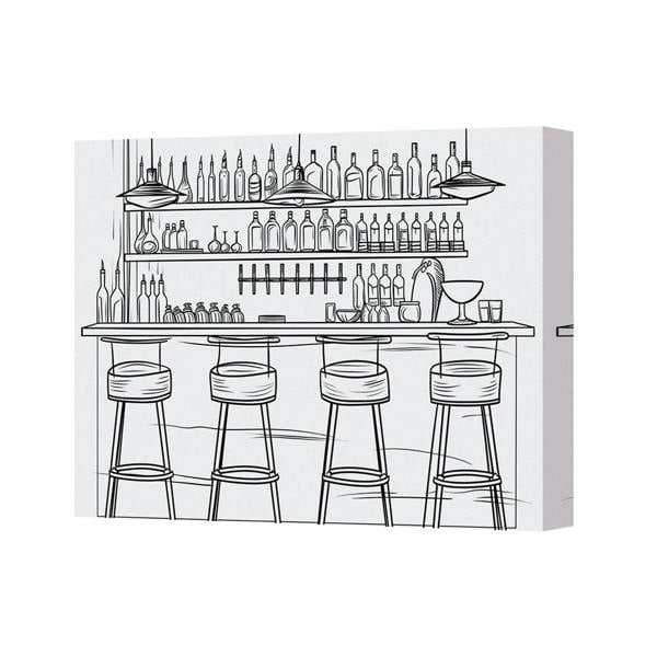 Benjamin Tate Design Contemporary Bar Scene Canvas Art Print With Gallery Wrapped Frame