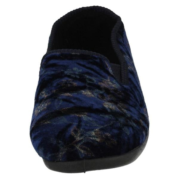 Spot On Ladies Spot On Embroided Floral Design Slippers