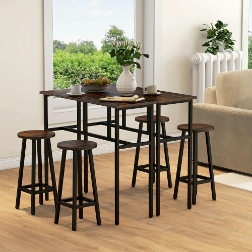 Wyld Haus Halulo Wooden Rustic Brown 6 Piece Counter Bar Dining Set With Multiple Layout Options