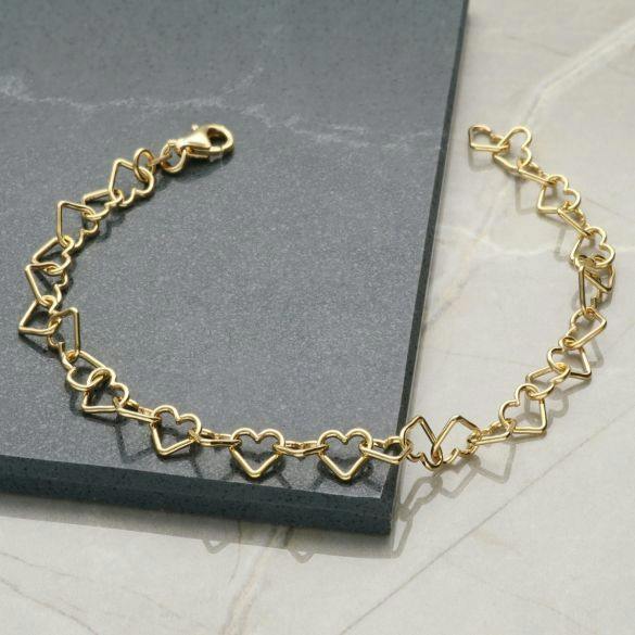 Christopher James of London 9ct Yellow Gold Plated Heart Link Anklet