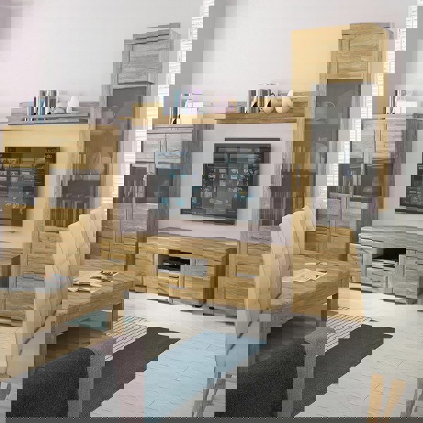 Furniture To Go Cortina Tall glazed display cabinet (RH) in Grandson Oak