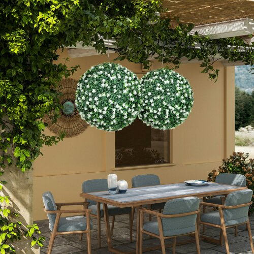 Wyld Haus Radi Set Of 2 Artificial Boxwood Ball Plants In White Finish