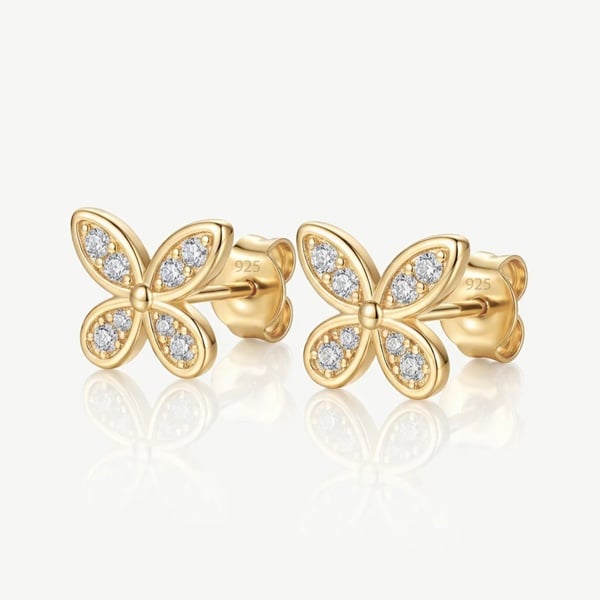 Small Butterfly Stud Earrings in 18k Gold or Silver